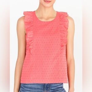 J.CREW FACTORY ruffle tank lined textured key hole button in back NEW size 10